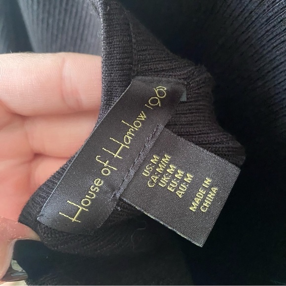 House of Harlow 1960 | Women's Stretch V Neck Open Back Stretch Midi Dress Black - Picture 5 of 6